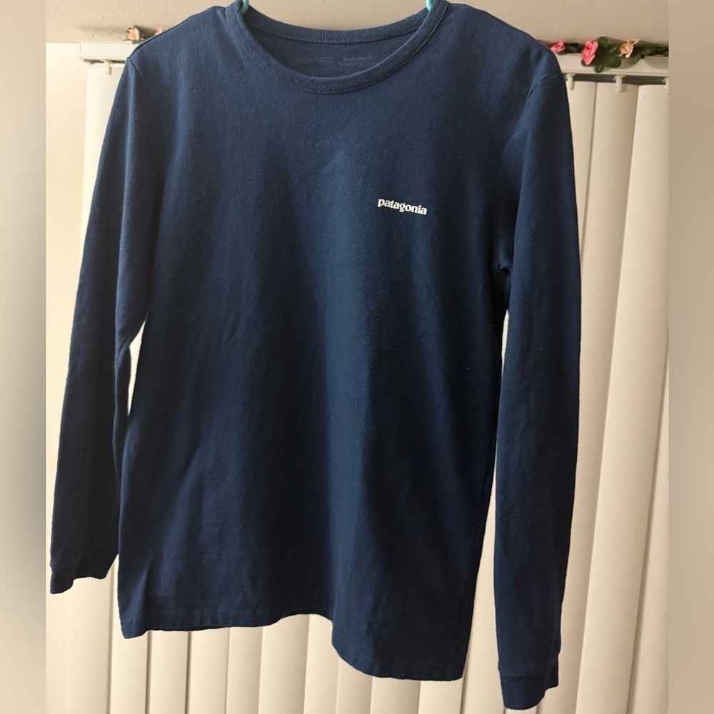 Patagonia Worn Wear Responsibili-tee Long Sleeve T Shirt Mens Small Reg Fit Navy - Picture 2 of 3